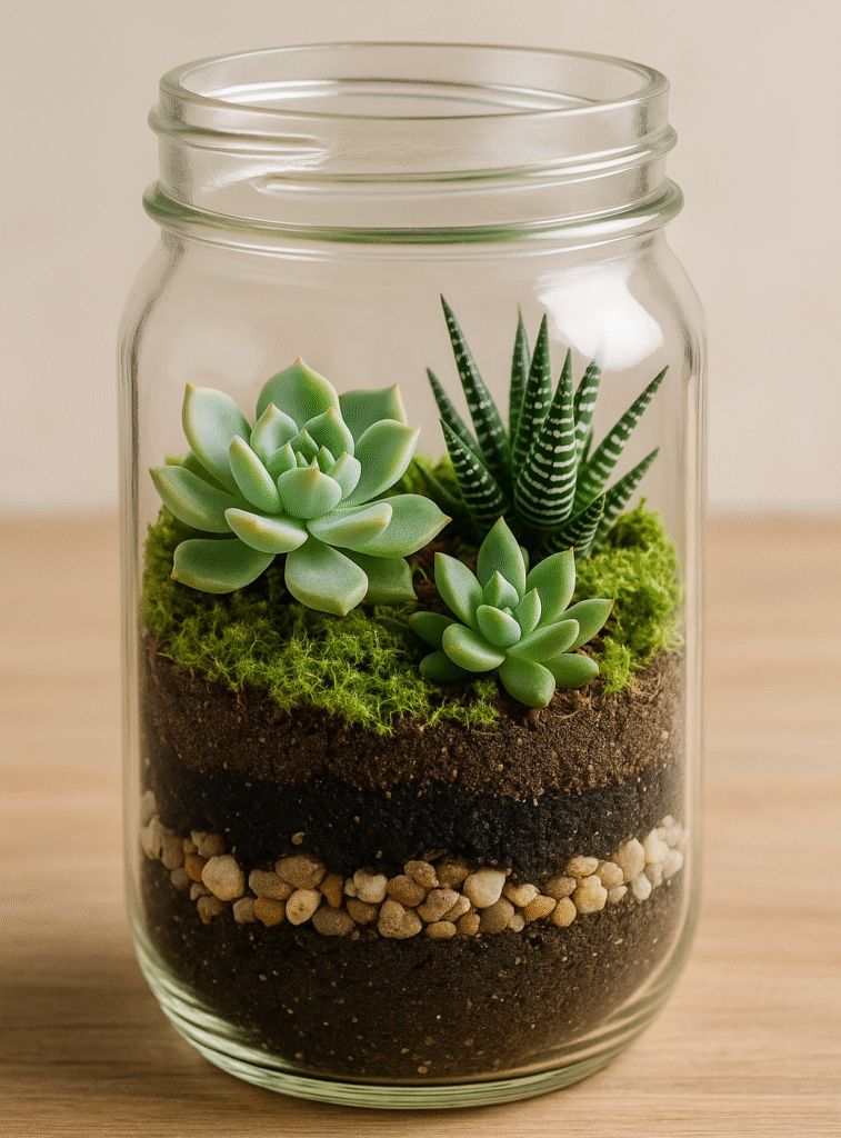 Mini Succulent Terrarium in a Jar